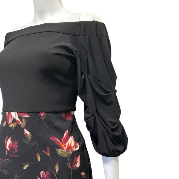 Joseph Ribkoff Off-Shoulder Floral Sheath Dress - Size 2 - Picture 4 of 7
